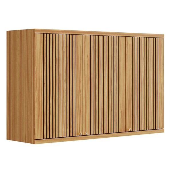 Armário Aéreo Cozinha 120 Cm Sauvignon 3 Portas 2 Prateleiras 100% Mdf Amêndoa - Rio Doce