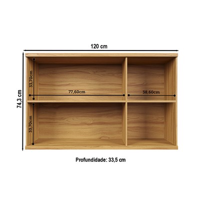 Armário Aéreo Cozinha 120 Cm Sauvignon 3 Portas 2 Prateleiras 100% Mdf Amêndoa - Rio Doce