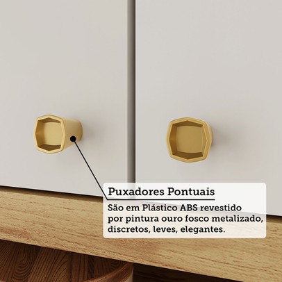 Armário Aéreo Cozinha 120 Cm Sauvignon 3 Portas 100% Mdf Amêndoa/Off White - Rio Doce