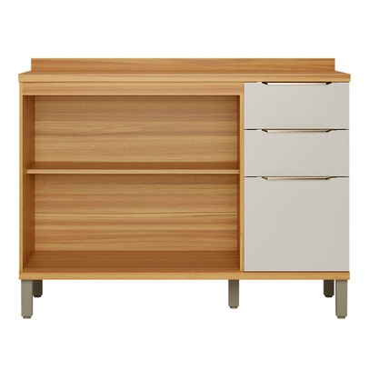 Balcão de Cozinha 120 Cm Sauvignon 2 Portas 3 Gavetas 100% Mdf Amêndoa/Off White - Rio Doce