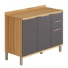 Balcão de Cozinha 120 Cm Sauvignon 2 Portas 3 Gavetas 100% Mdf Amêndoa/Chumbo - Rio Doce