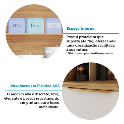 Balcão de Cozinha 80 Cm Sauvignon 2 Portas 100% Mdf Amêndoa/Off White - Rio Doce