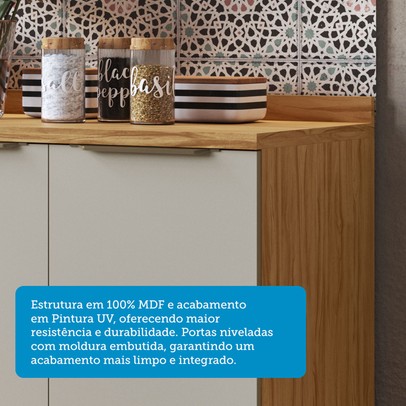 Balcão de Cozinha 80 Cm Sauvignon 2 Portas 100% Mdf Amêndoa/Off White - Rio Doce