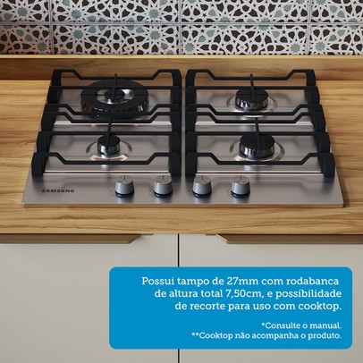 Balcão de Cozinha 80 Cm Sauvignon 2 Portas 100% Mdf Amêndoa/Off White - Rio Doce
