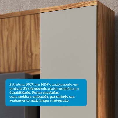 Paneleiro Sauvignon 2 Portas 4 Prateleiras 100% Mdf Amêndoa/Off White - Rio Doce