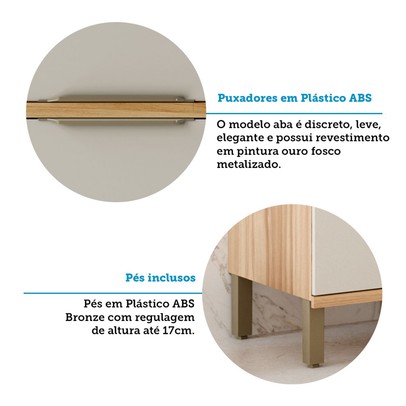 Paneleiro Sauvignon 2 Portas 4 Prateleiras 100% Mdf Amêndoa/Off White - Rio Doce