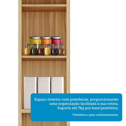 Paneleiro Sauvignon 2 Portas 4 Prateleiras 100% Mdf Amêndoa/Off White - Rio Doce