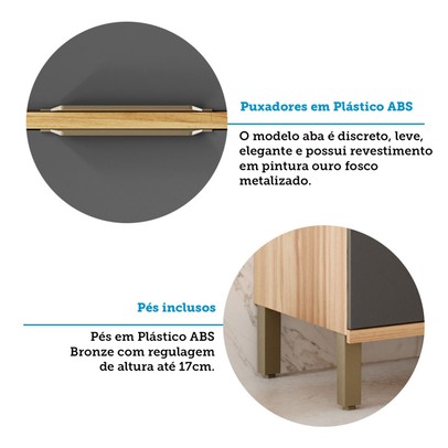 Paneleiro Sauvignon 2 Portas 4 Prateleiras 100% Mdf Amêndoa/Chumbo - Rio Doce