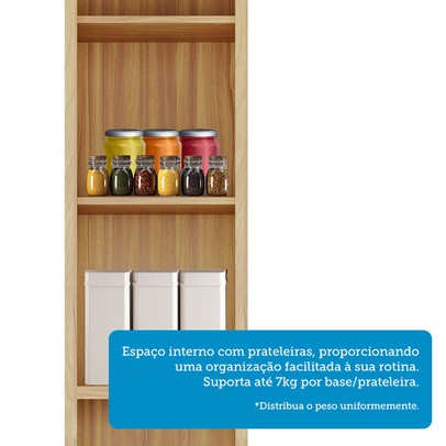 Paneleiro Sauvignon 2 Portas 4 Prateleiras 100% Mdf Amêndoa/Chumbo - Rio Doce