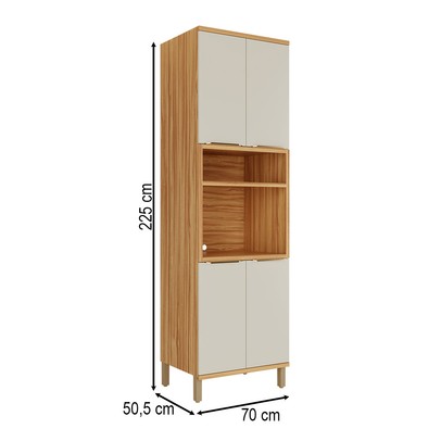 Paneleiro Sauvignon 4 Portas 100% Mdf Amêndoa/Off White - Rio Doce