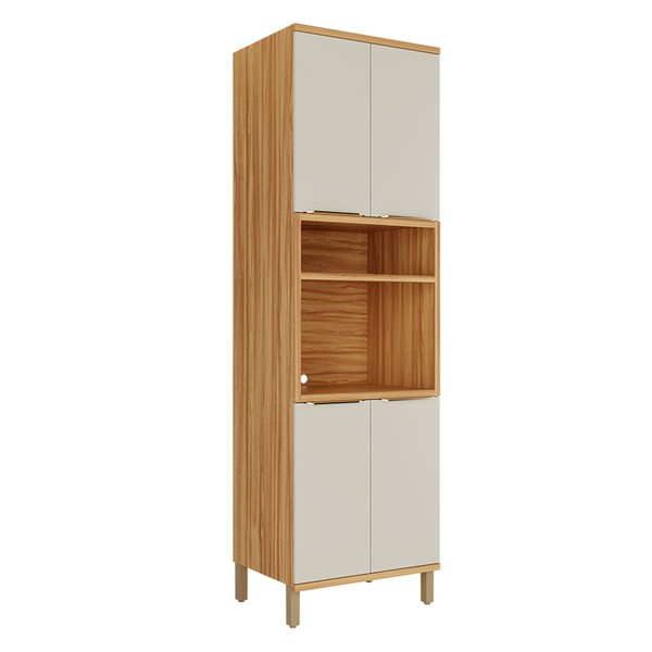 Paneleiro Sauvignon 4 Portas 100% Mdf Amêndoa/Off White - Rio Doce