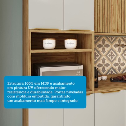 Paneleiro Sauvignon 4 Portas 100% Mdf Amêndoa/Off White - Rio Doce