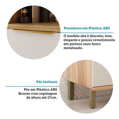 Paneleiro Sauvignon 4 Portas 100% Mdf Amêndoa/Off White - Rio Doce