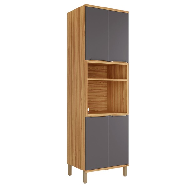 Paneleiro Sauvignon 4 Portas 100% Mdf Amêndoa/Chumbo - Rio Doce