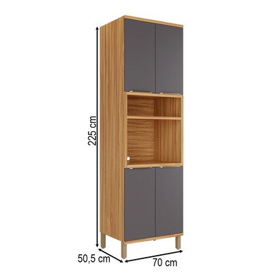 Paneleiro Sauvignon 4 Portas 100% Mdf Amêndoa/Chumbo - Rio Doce