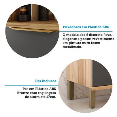 Paneleiro Sauvignon 4 Portas 100% Mdf Amêndoa/Chumbo - Rio Doce