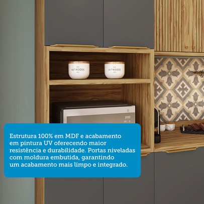 Paneleiro Sauvignon 4 Portas 100% Mdf Amêndoa/Chumbo - Rio Doce