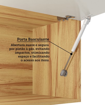 Armário Aéreo Cozinha 80 Cm Riesling 1 Porta 100% Mdf Amêndoa/Off White - Rio Doce