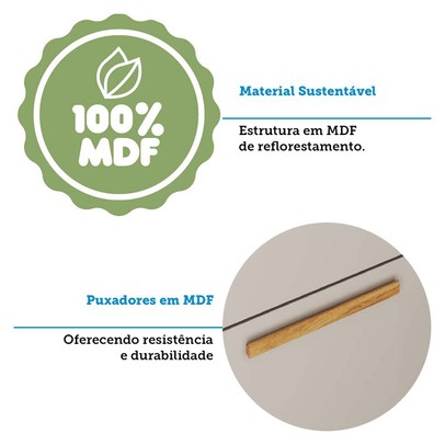 Armário Aéreo Cozinha 80 Cm Riesling 1 Porta 100% Mdf Amêndoa/Off White - Rio Doce