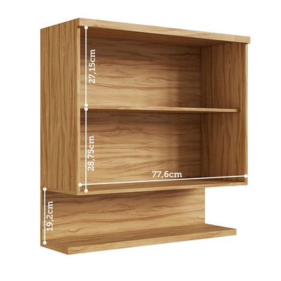 Armário Aéreo Cozinha 80 Cm Riesling 2 Portas 100% Mdf Amêndoa/Off White - Rio Doce