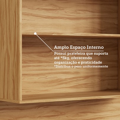 Armário Aéreo Cozinha 80 Cm Riesling 2 Portas 100% Mdf Amêndoa/Off White - Rio Doce