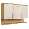 Armário Aéreo Cozinha 120 Cm Riesling 3 Portas 100% Mdf Amêndoa/Off White - Rio Doce