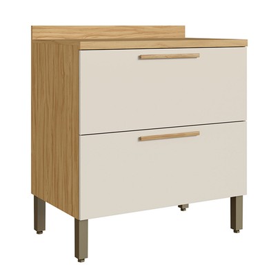 Balcão de Cozinha 80 Cm Riesling 1 Gaveta 1 Porta 100% Mdf Amêndoa/Off White - Rio Doce