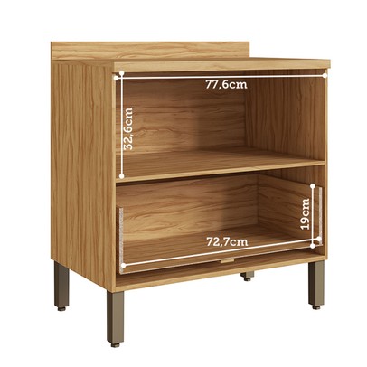 Balcão de Cozinha 80 Cm Riesling 1 Gaveta 1 Porta 100% Mdf Amêndoa/Off White - Rio Doce