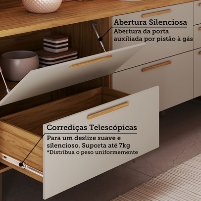 Balcão de Cozinha 80 Cm Riesling 1 Gaveta 1 Porta 100% Mdf Amêndoa/Off White - Rio Doce