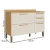 Balcão de Cozinha 120 Cm Riesling 3 Portas 2 Gavetas 100% Mdf Amêndoa/Off White - Rio Doce
