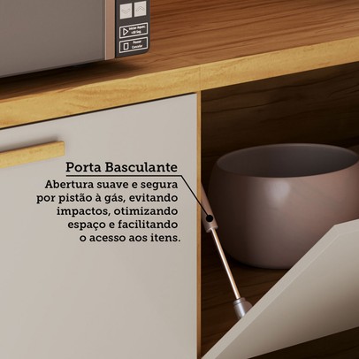 Balcão de Cozinha 120 Cm Riesling 3 Portas 2 Gavetas 100% Mdf Amêndoa/Off White - Rio Doce