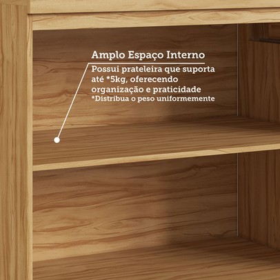 Balcão de Cozinha 120 Cm Riesling 3 Portas 2 Gavetas 100% Mdf Amêndoa/Off White - Rio Doce