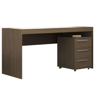 Escritório Completo 3 Gavetas Avelã Cj-045 - Hecol Móveis