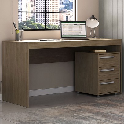 Escritório Completo 3 Gavetas Avelã Cj-045 - Hecol Móveis