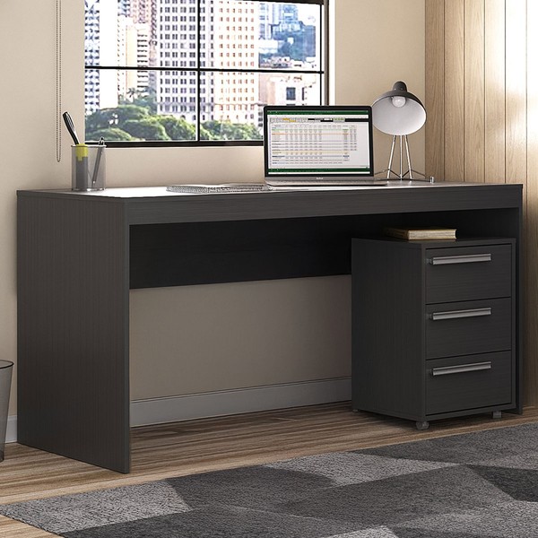 Escritório Completo 3 Gavetas Onix Tx Cj-045 - Hecol Móveis