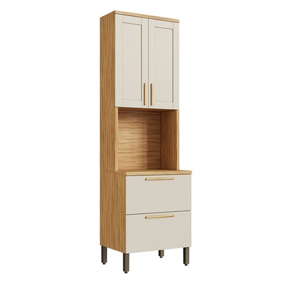 Paneleiro Riesling 4 Portas 2 Prateleiras 100% Mdf Amêndoa/Off White - Rio Doce