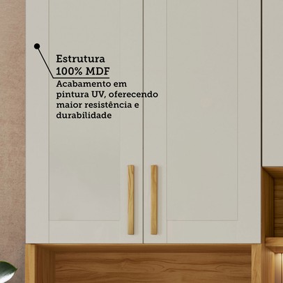 Paneleiro Riesling 4 Portas 2 Prateleiras 100% Mdf Amêndoa/Off White - Rio Doce