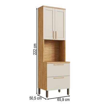 Paneleiro Riesling 4 Portas 2 Prateleiras 100% Mdf Amêndoa/Off White - Rio Doce