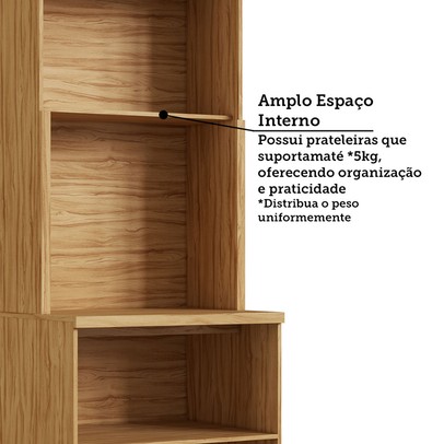 Paneleiro Riesling 4 Portas 2 Prateleiras 100% Mdf Amêndoa/Off White - Rio Doce