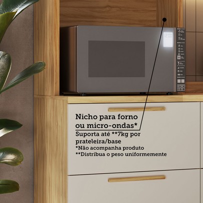 Paneleiro Riesling 4 Portas 2 Prateleiras 100% Mdf com Vidro Amêndoa/Off White - Rio Doce