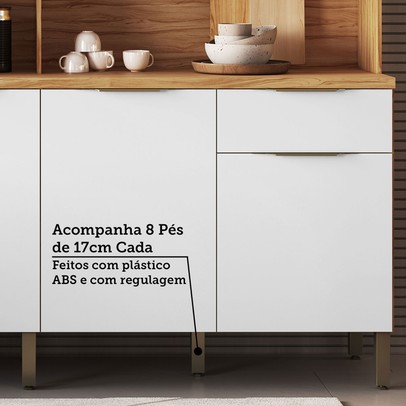 Cozinha Compacta Concord 8 Portas 2 Gavetas 100% Mdf Amêndoa/Branco - Rio Doce