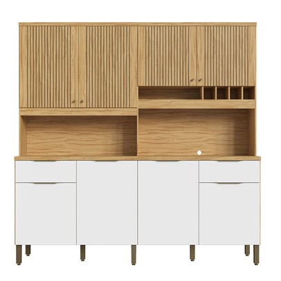 Cozinha Compacta Concord 8 Portas 2 Gavetas 100% Mdf Amêndoa/Branco - Rio Doce