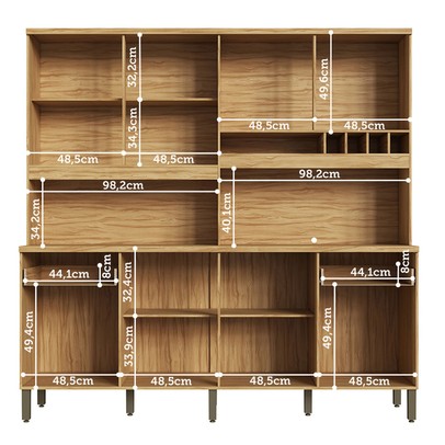 Cozinha Compacta Concord 8 Portas 2 Gavetas 100% Mdf Amêndoa/Branco - Rio Doce