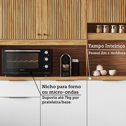 Cozinha Compacta Concord 8 Portas 2 Gavetas 100% Mdf Amêndoa/Branco - Rio Doce