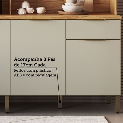 Cozinha Compacta Concord 8 Portas 2 Gavetas 100% Mdf Amêndoa/Off White - Rio Doce