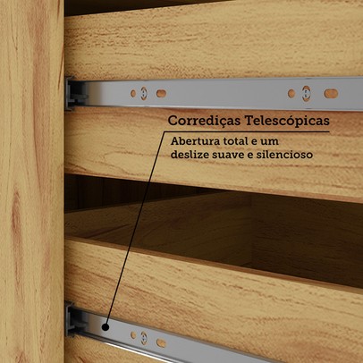 Cozinha Compacta Concord 8 Portas 2 Gavetas 100% Mdf Amêndoa/Off White - Rio Doce