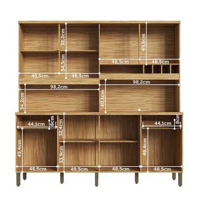 Cozinha Compacta Concord 8 Portas 2 Gavetas 100% Mdf Amêndoa/Chumbo - Rio Doce