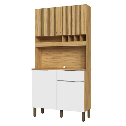 Cozinha Compacta Moscato 1 Gaveta 4 Portas 100% Mdf Amêndoa/Branco - Rio Doce