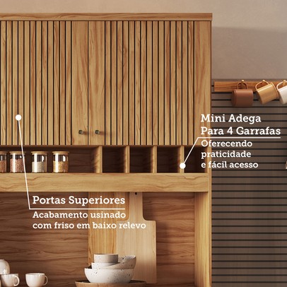 Cozinha Compacta Moscato 1 Gaveta 4 Portas 100% Mdf Amêndoa/Branco - Rio Doce