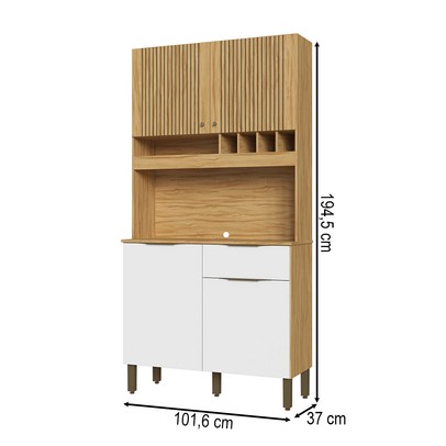 Cozinha Compacta Moscato 1 Gaveta 4 Portas 100% Mdf Amêndoa/Branco - Rio Doce
